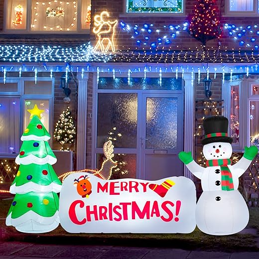 Inflatables Tree Snowman with Merry Christmas