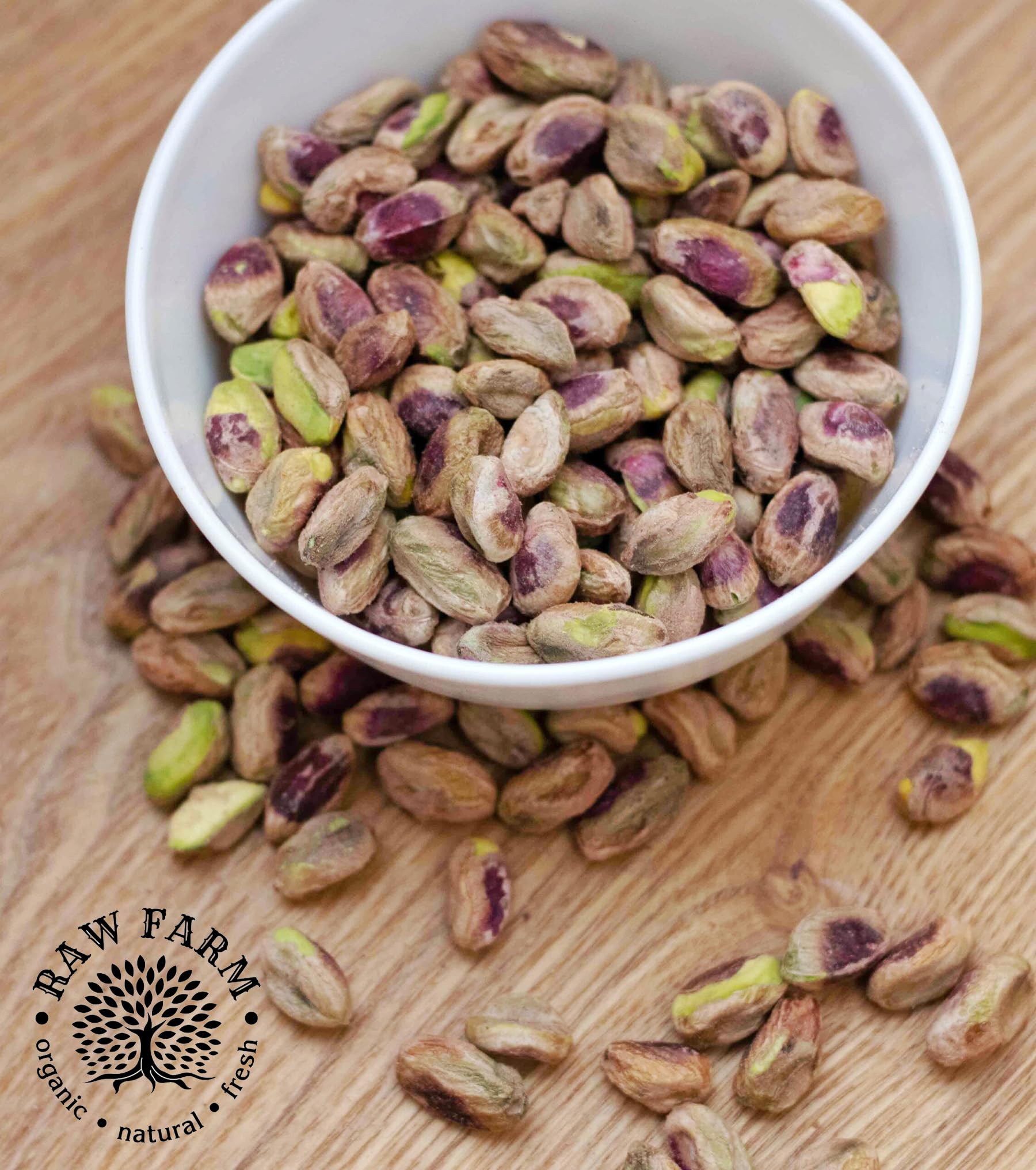 Raw Farm - Pistachos Crudos Enteros Pelados - 500g - Ricos en Fibra, Sin Gluten, Sin Soja