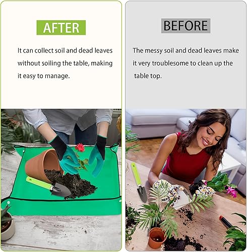 Miniatura 3 de WNJ Tapete de trasplante de plantas para jardín, 2 alfombrillas impermeables para macetas, tapete plegable para plantas de interior, juego de mini