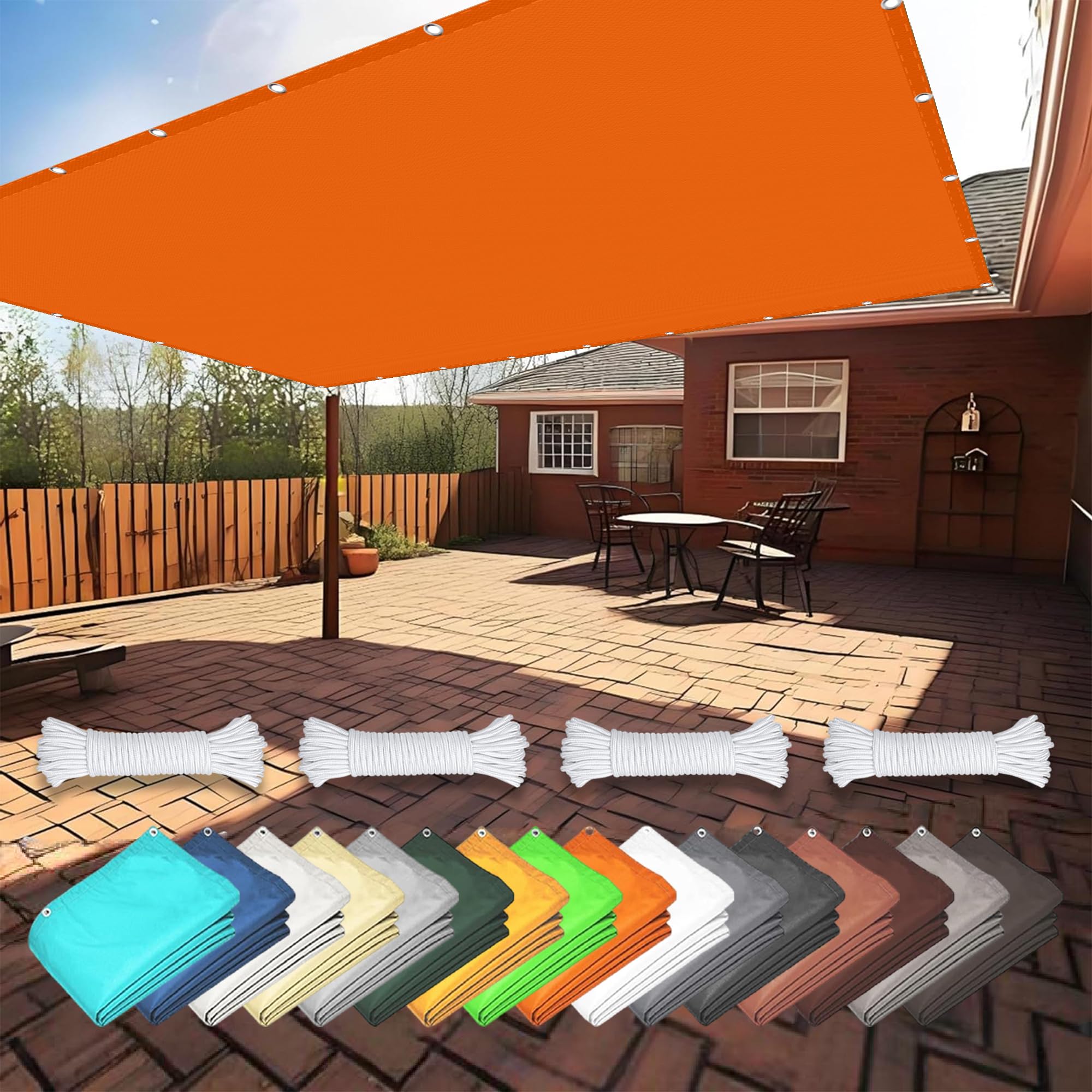 Voile d'ombrage 2x3 m orange imperméable bache pour pergola patio