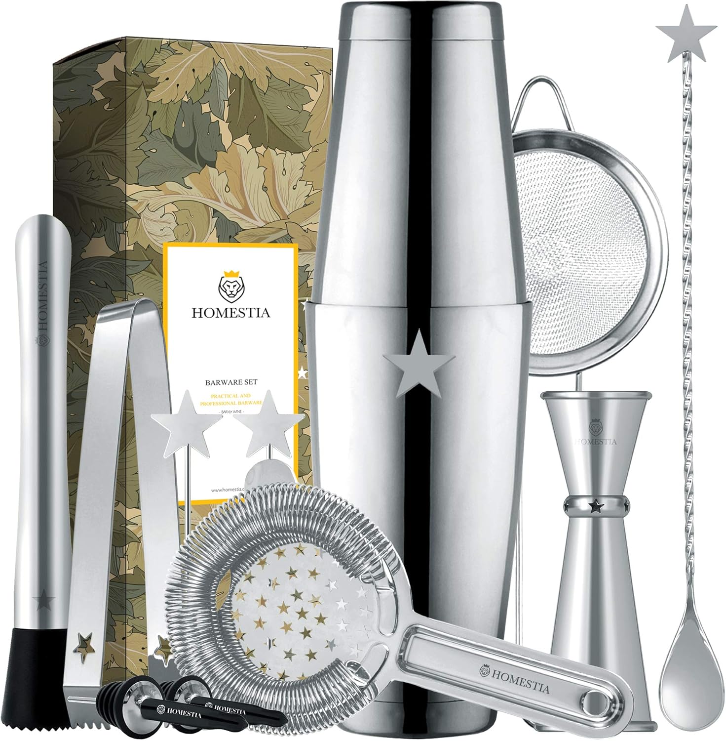 12 pcs Cocktail Shaker Set Mixology Bartender Shaker Boston