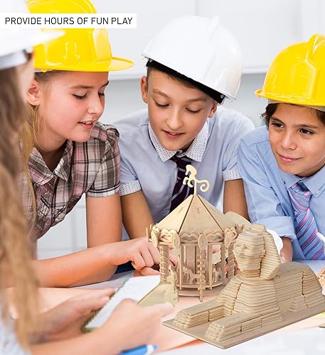 Miniatura 4 de Puzzled Rompecabezas 3D Esfinge de madera para manualidades, kit de modelo de construcción, único, divertido y educativo, juguete de madera para