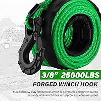 Vista 5 de TYT Cuerda de cabrestante sintética de 3/8 pulgadas x 92 pies con gancho, kit de cable de cabrestante sintético de 27000 libras con funda protectora