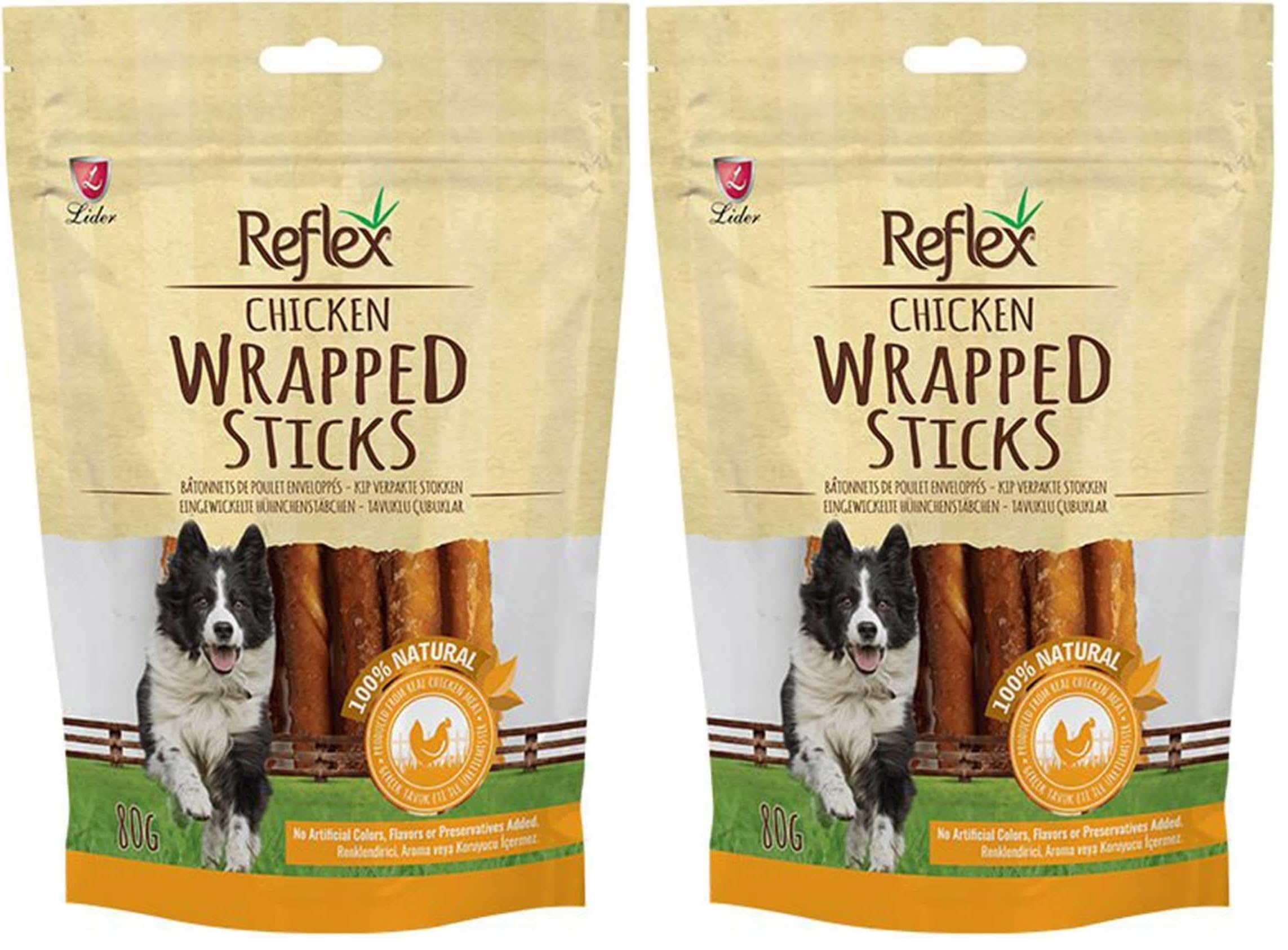 Reflex Kurutulmuş Chicken Wrapped Sticks Tavuk Parçalı Çubuk Köpek Ödülü 80 Gr 2li paket
