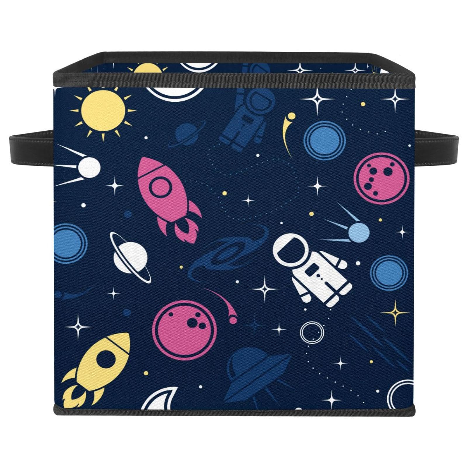 Boîte de rangement pliable astronaute en tissu avec double poignée