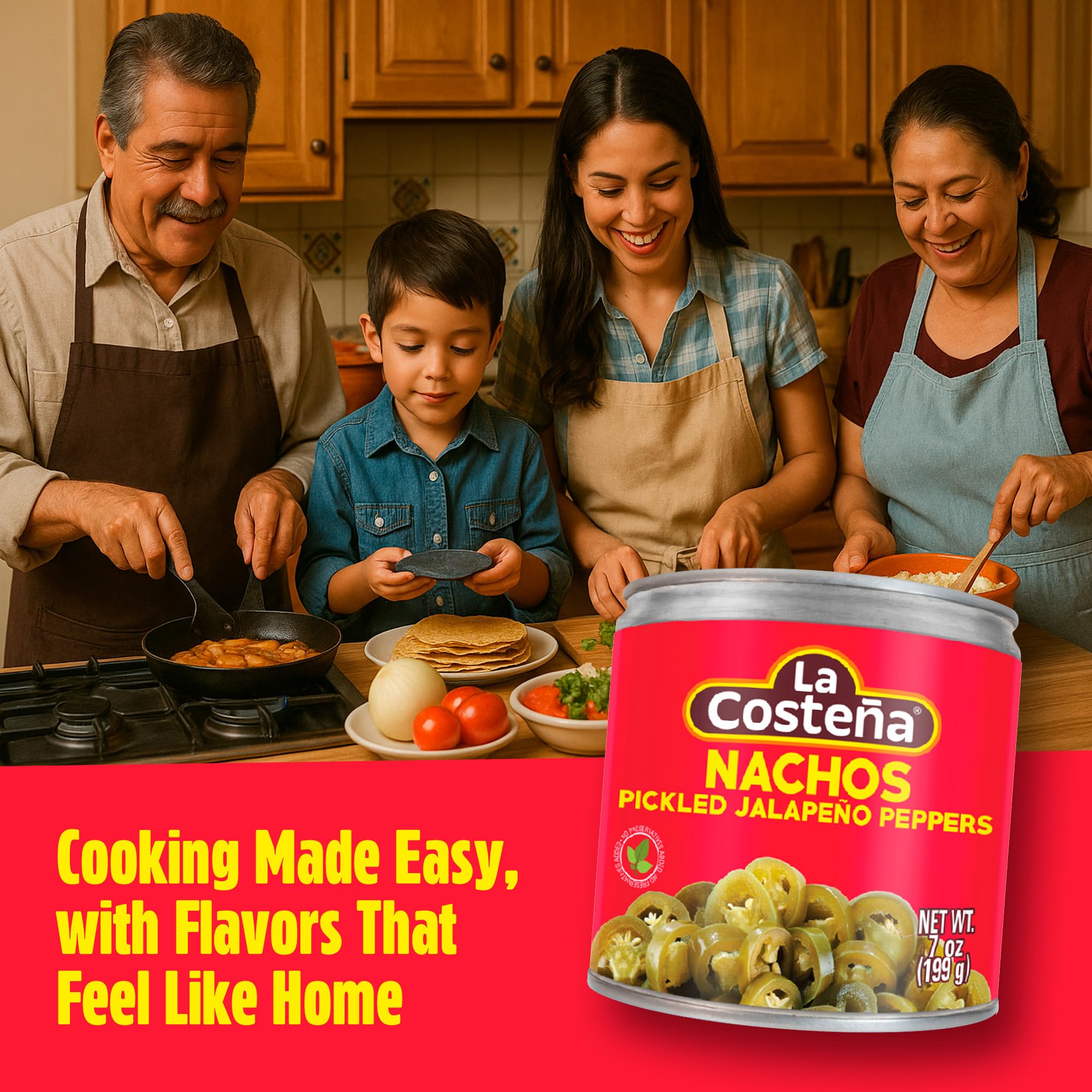 La Costeña Jalapeños en rodajas de nachos – Jalapenos en escabeche – Jalapeños – Pimientos picantes – comida mexicana, guacamole, aderezos picantes para nachos y tacos, enchiladas y salsa – 7 onzas