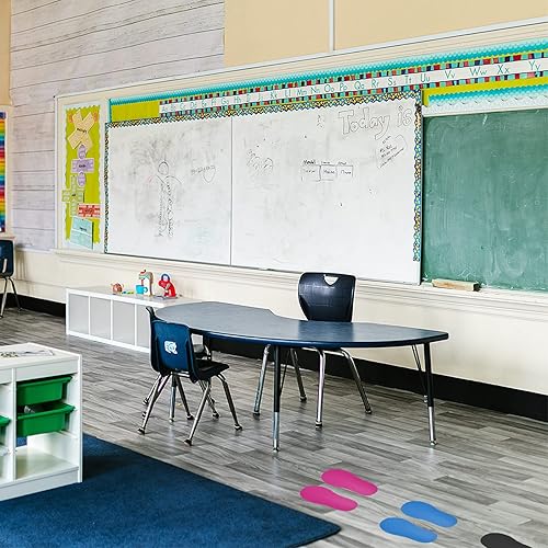 Miniatura 6 de PATIKIL Adhesivo de huellas de 8 x 3 pulgadas, 4 pares de calcomanías de PVC para decoración de clase, guía de escaleras, azul cielo