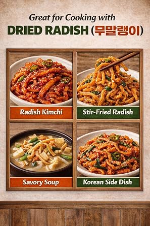 Dried Radish Strips Korean Sun-Dried Daikon, Naturally Sweet & Chewy Texture, No Additives, Ideal for Kimchi, Stir-Fry & Side Dish, 6 oz / 170 g