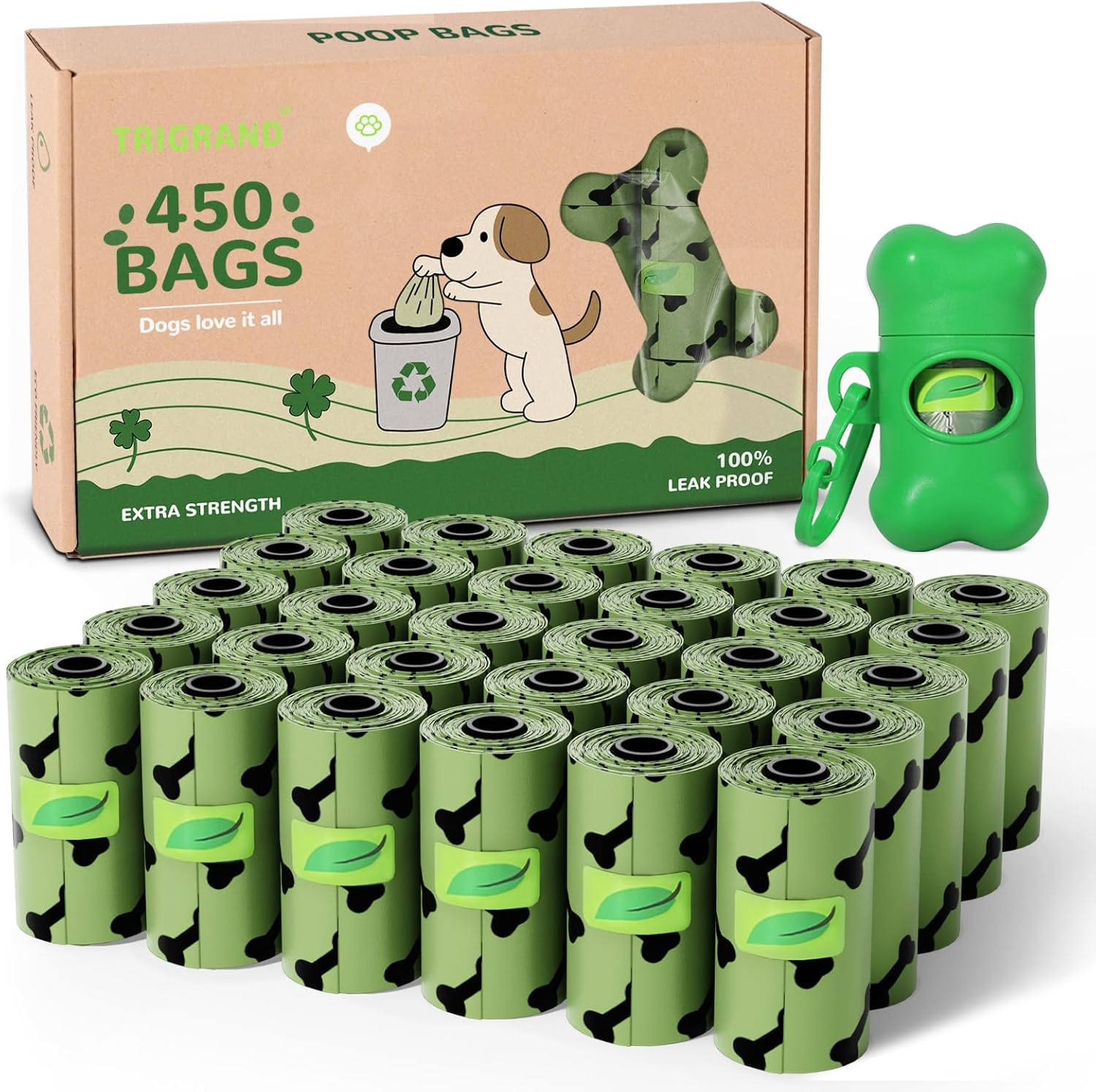Product image of Bolsas Para Excrementos de Perro, 450 Bolsas de Basura - 30 Rollos (15 Bolsas por Rollo), Biodegradables, a Prueba de Fugas con Dispensador, Bolsas Para Excrementos de Perro Para Paseos al Aire Libre