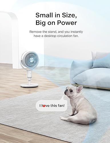 Vista 9 de PELONIS - Ventilador de pedestal, circulador de aire, Ultra OmniFlow (oscilación automática de 135°+90°), ventilador silencioso de piso con 3