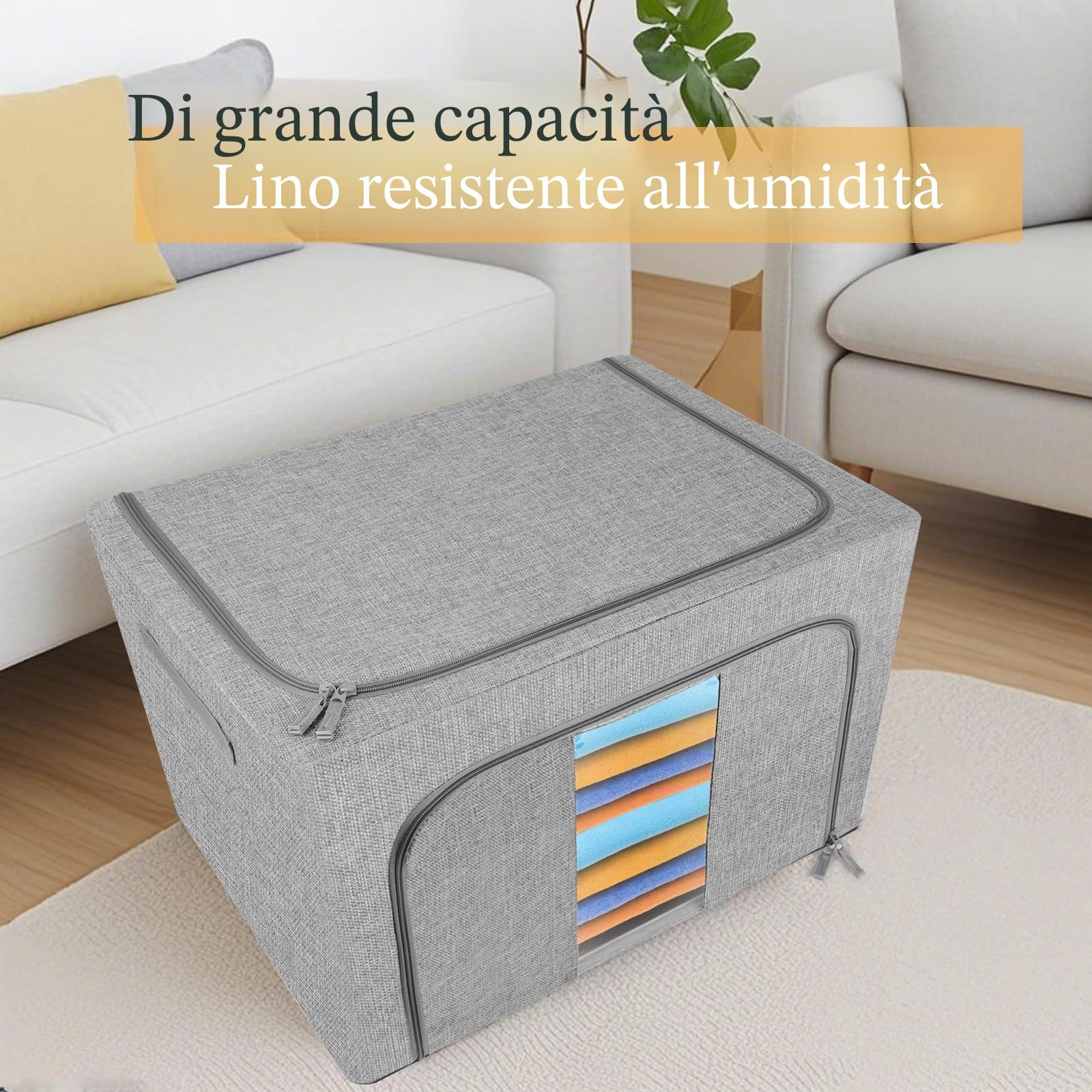 Scatole Rigide per Armadio XXL 2 Pezzi (24L/66L/100L) con Rinforzi Metallici - Organizer Salvaspazio, Contenitori Impilabili per Vestiti e Accessori