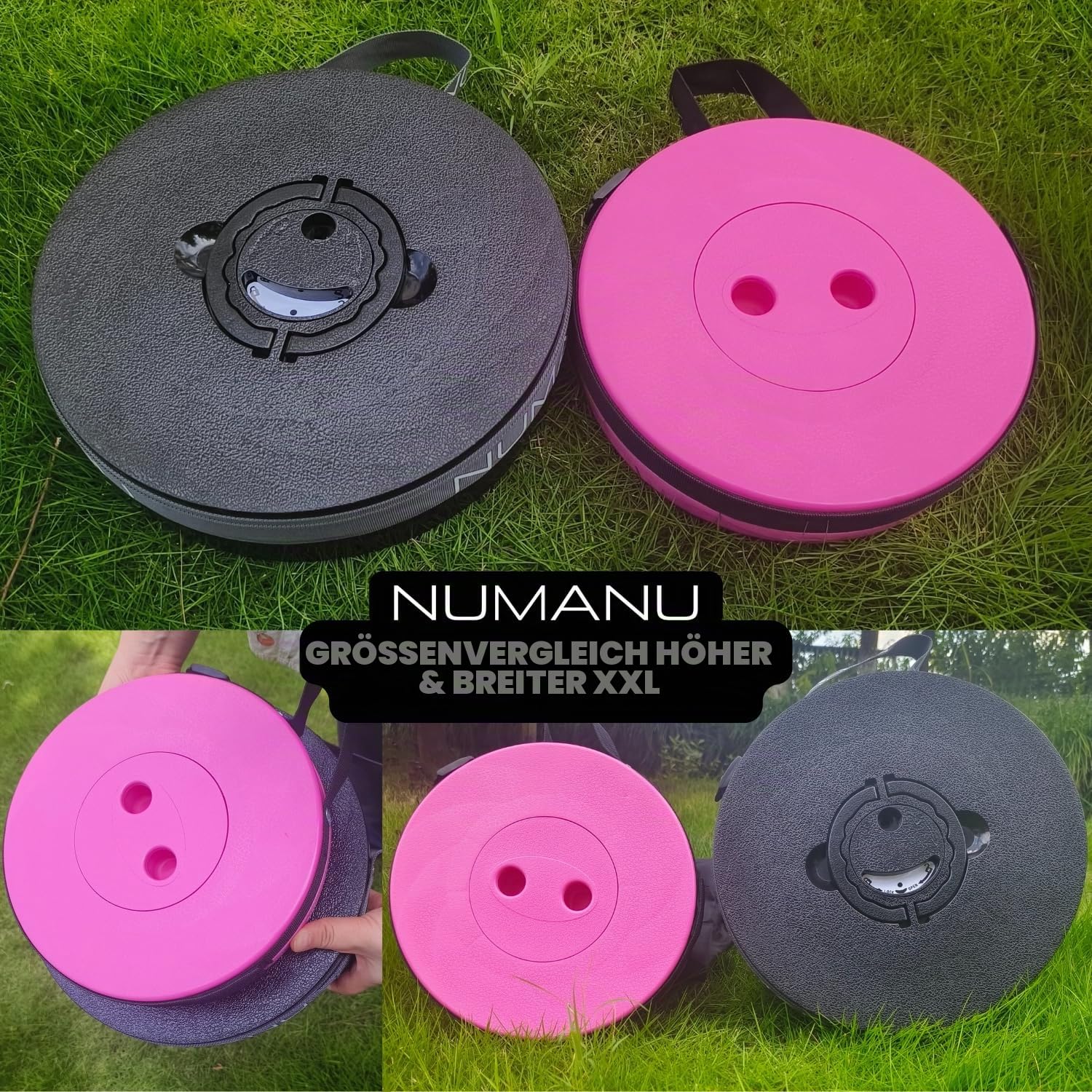 NUMANU 2026 Verbesserter XXL-Klapphocker mit Kissen und Tasche, max. Gewicht 453,6 kg, 50 cm, robust, tragbar, einziehbar, teleskopierend, zusammenklappbar, Sitzstuhl oder Reise-Fußstütze