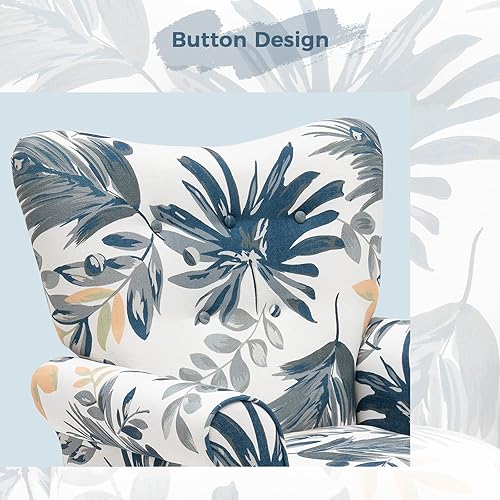 Miniatura 7 de MELLCOM Mid Century Wingback Arm Chair,Modern Upholstered Fabric High Back Accent Chair with Wood Legs,Upholstered Single Sofa Club Chair for Living