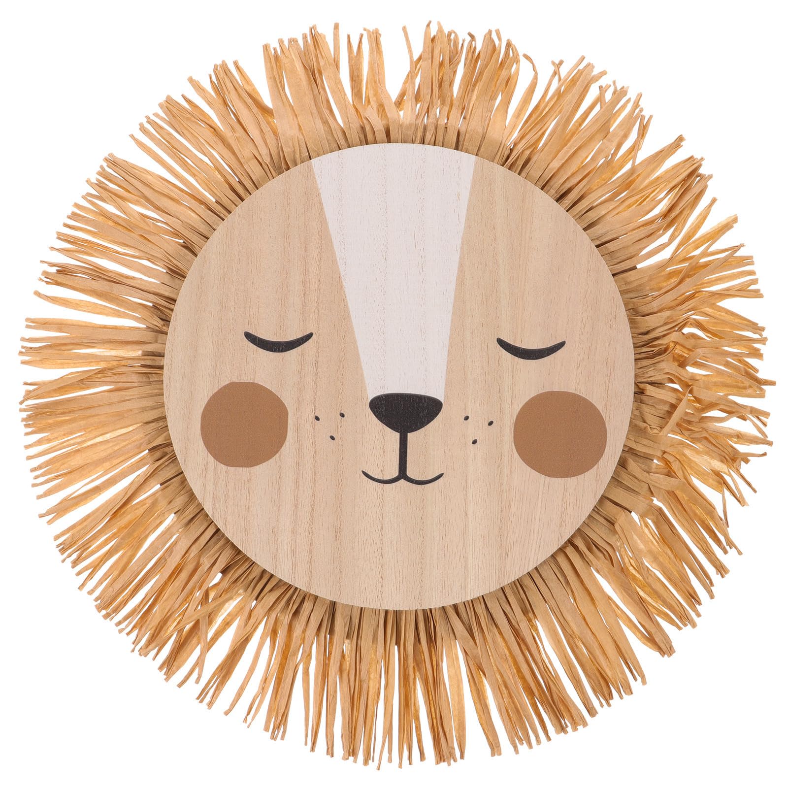 MAGICLULU Nordische Wanddekoration Löwenkopf aus Gewebtem Raffia für Cafés und Eingangsbereiche mit Kreativem Cartoon Design und Einzigartiger Handwerkskunst
