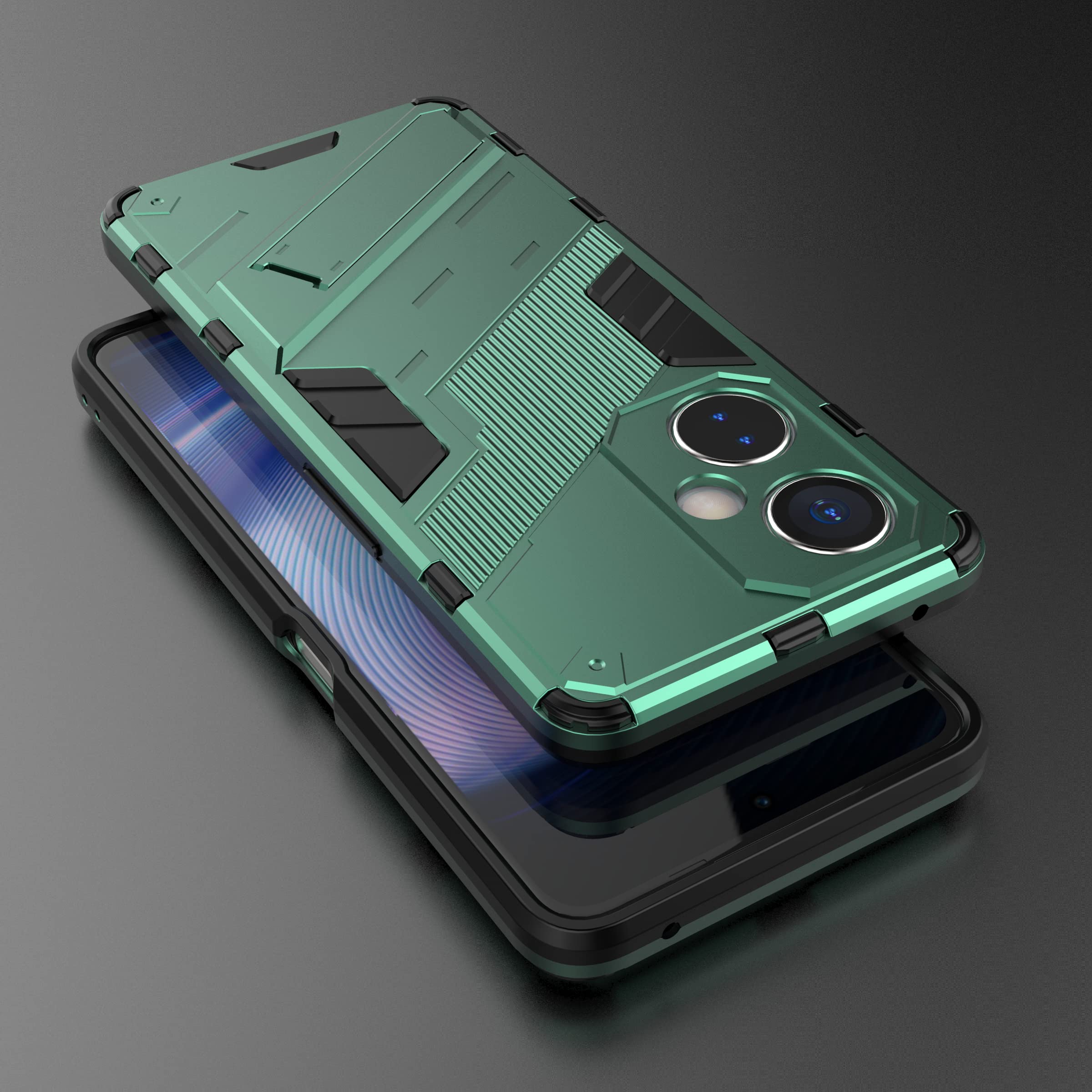 Custodia OnePlus 11 Con Supporto: Cover Militare Antiurto In TPU E PC, Ricarica Wireless, Nero
