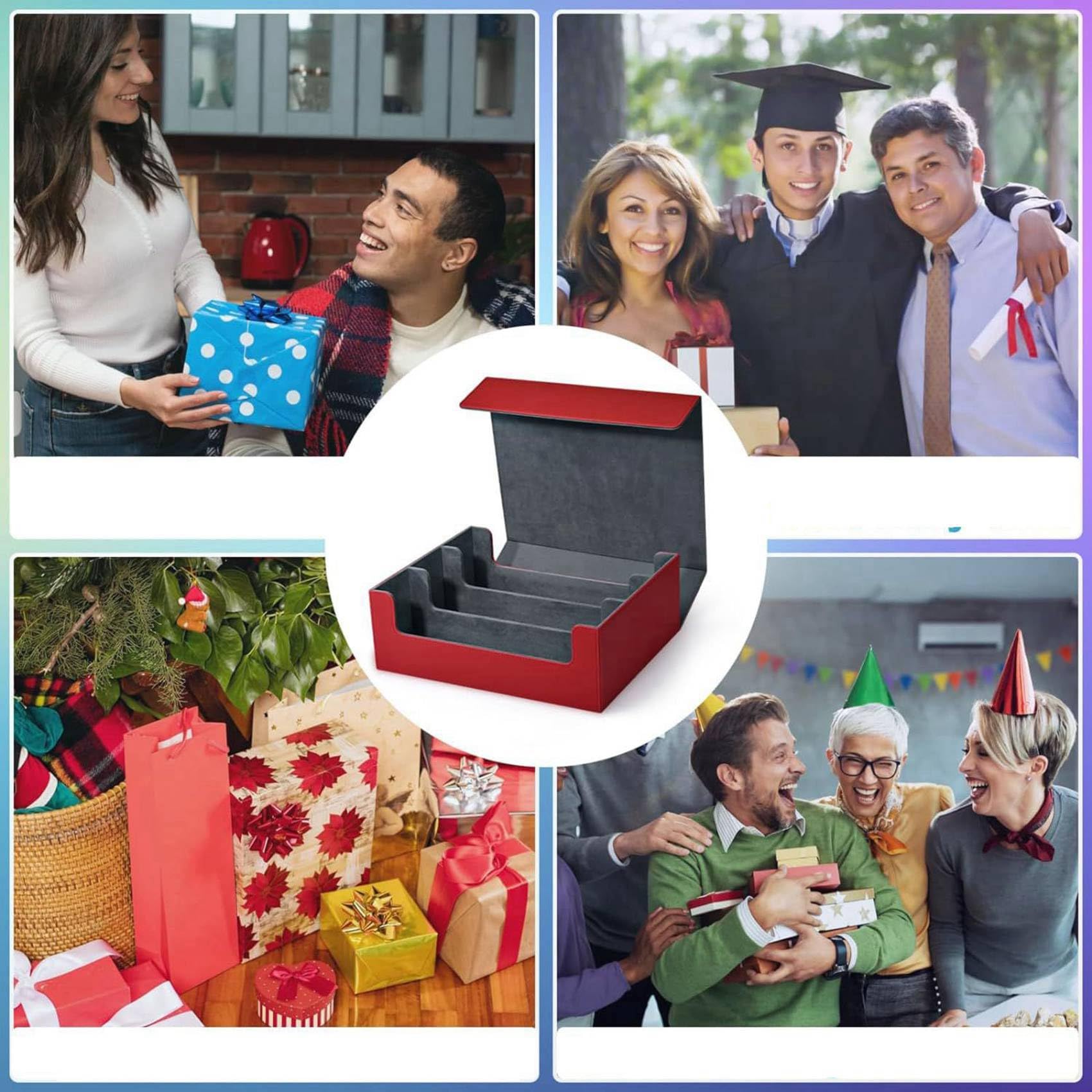 2X Caja de Almacenamiento de Tarjetas para Cartas Coleccionables, Estuche para Mazos de Cartas con Capacidad para MáS de 1800 Tarjetas de una Sola, Rojo