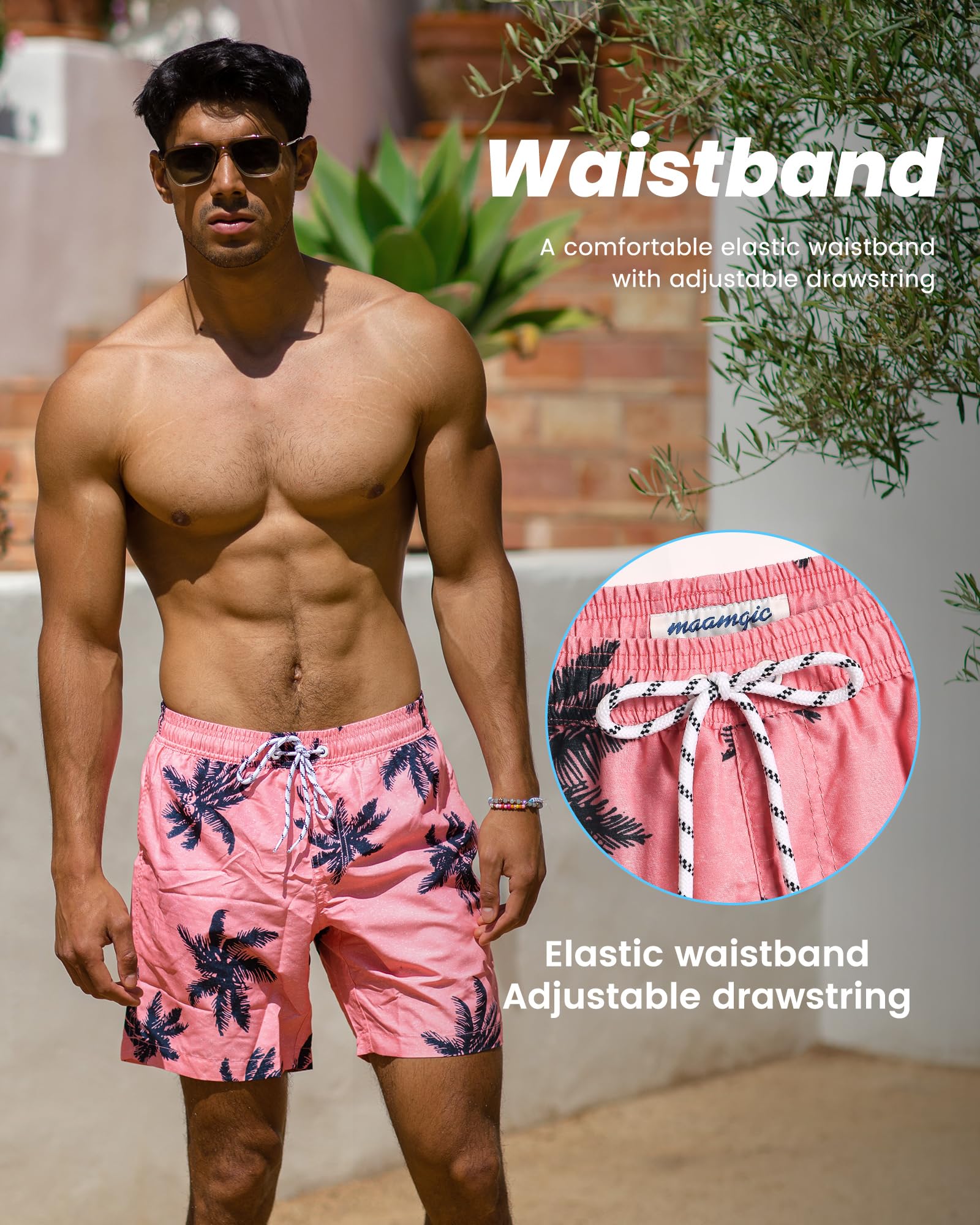 MaaMgic Pantaloncini da Bagno da Uomo Asciugatura Veloce Costume da Bagno per Surf sulla Spiaggia Multi-funzioni Allenamento casa con Fodera in Mesh con Fodera in Mesh