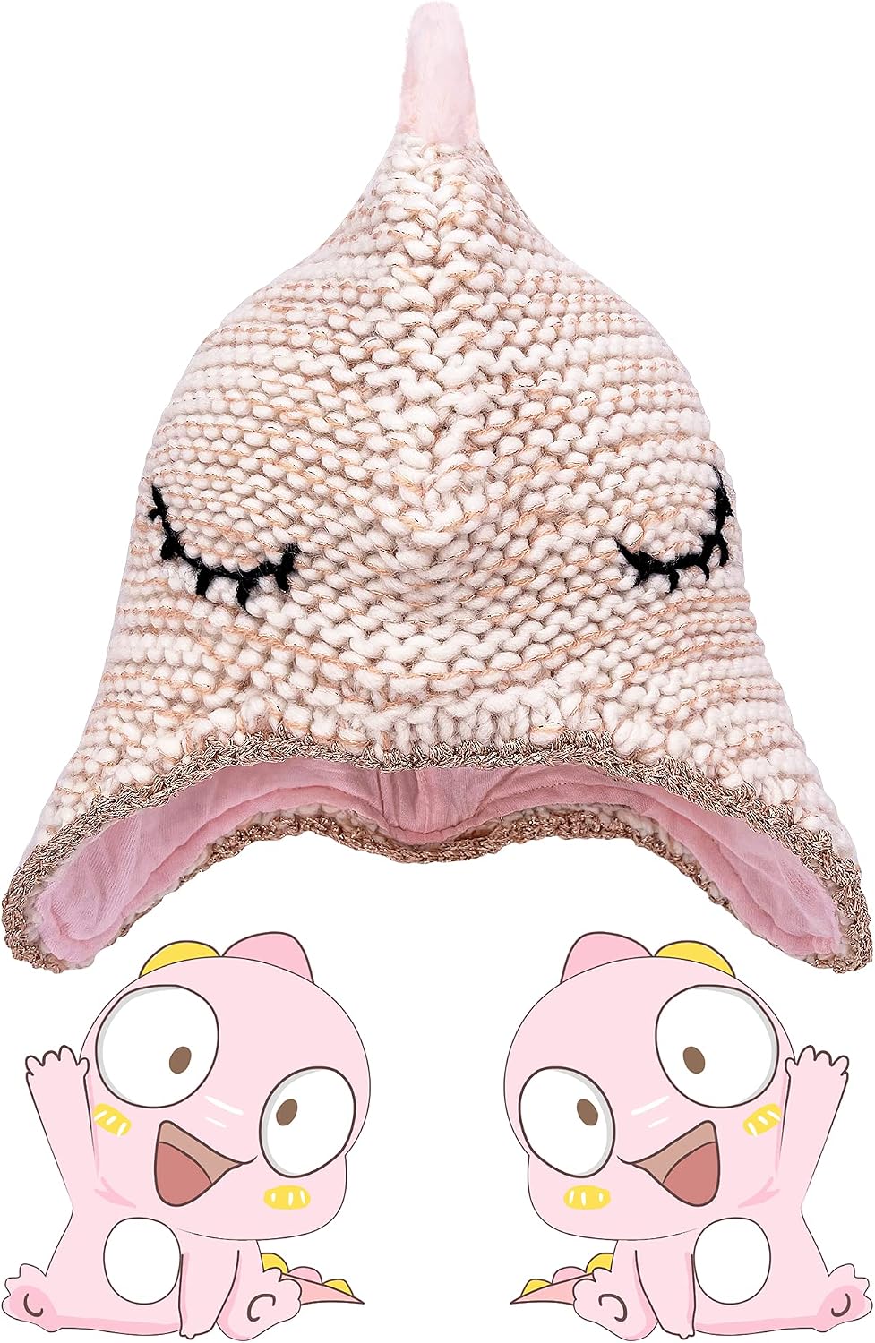 Toddlers Girls Beanie Hat Boys Girls Knitted Dinosaurs Hats Winter Cartoon Warm Cute Hat