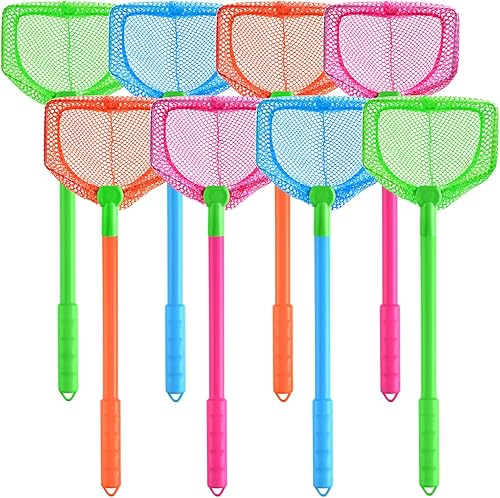 Miniatura 8 de Coopay 4 redes de pesca para atrapar insectos, redes de mariposas para peces, redes de playa para jugar al aire libre (rojo rosa, naranja, azul,