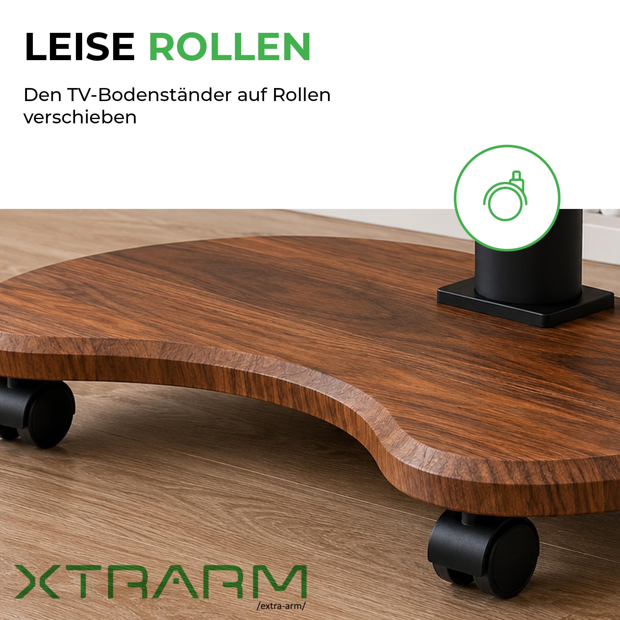 Stellar TV Ständer Rollbar mit Holzregal - höhenverstellbar schwenkbar TV Rollwagen für 32-70 Zoll Fernseher bis 45 kg - Universal TV Standfuss max VESA 600x400