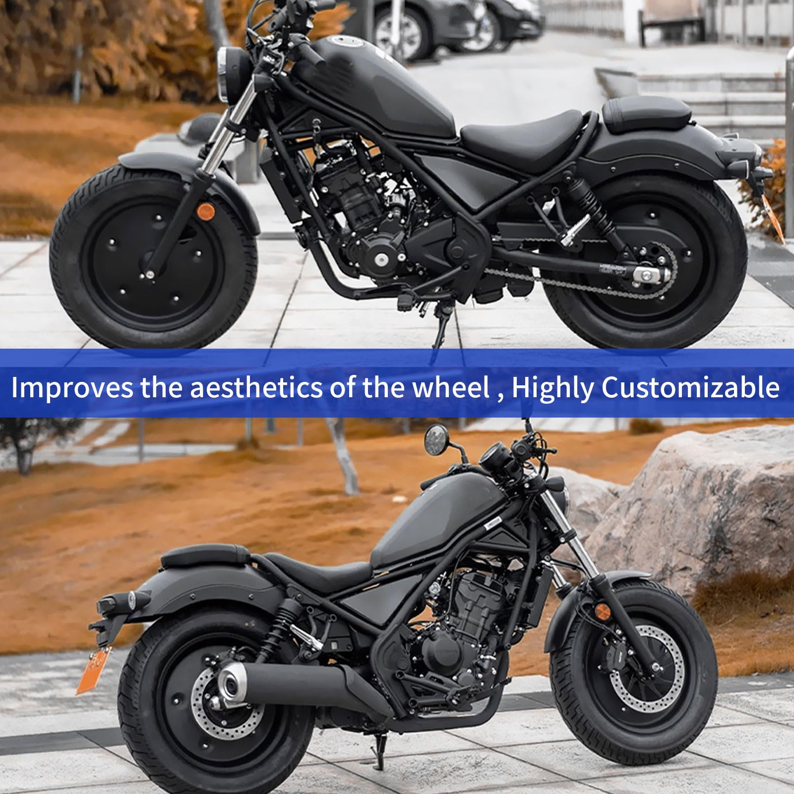 WOOGA Rebel CMX 300 CMX 500 Rebel500 2017-2024 koła motocyklowe, felgi, piasty, środkowe zaślepki, osłona ABS, zmodyfikowane akcesoria, całkowicie odporne na wysokie temperatury i uderzenia