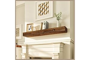 Rustic Farmhouse Floating Mantel with Natural Wood Finish
