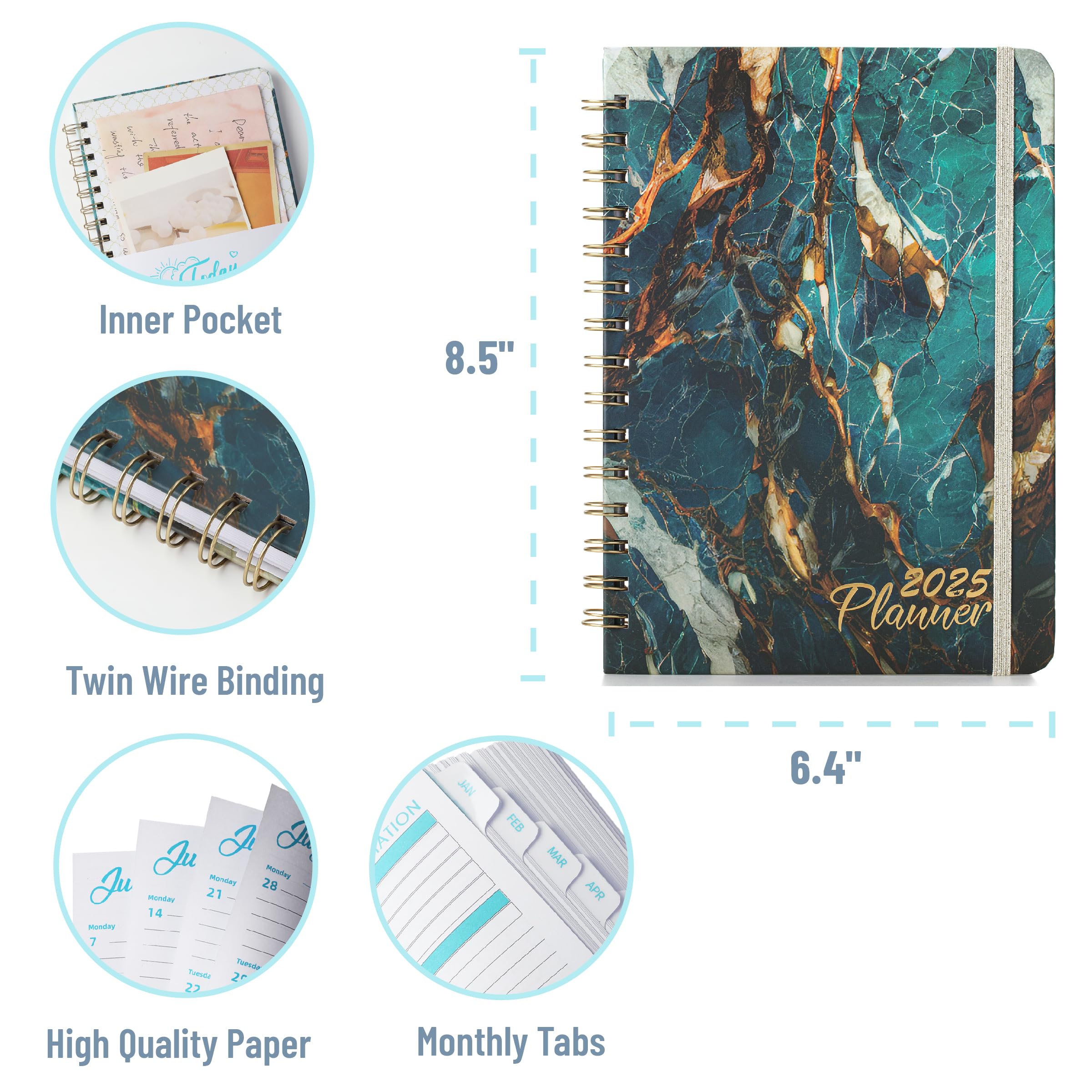 Mr. Pen- 2025 Planner, 6.4"x8.5", Marble Blue, 2025 Planner Weekly and Monthly, 2025 Weekly Planner 2025, 2025 Monthly Planner 2025 Calendar Monthly Planner 2025 - Image 2