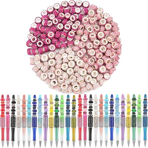 Vista 140 de 200 cuentas europeas de agujero grande – Mixcolor Lampwork Rhinestone Craft Beads para bricolaje pulseras joyería fabricación