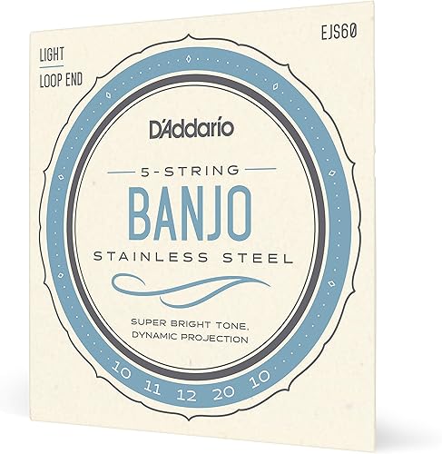 Miniatura 10 de D'Addario Cuerdas para banjo tenor, bronce fosforado, EJ55, calibre medio 9-30, juego de 5 cuerdas, paquete de 1