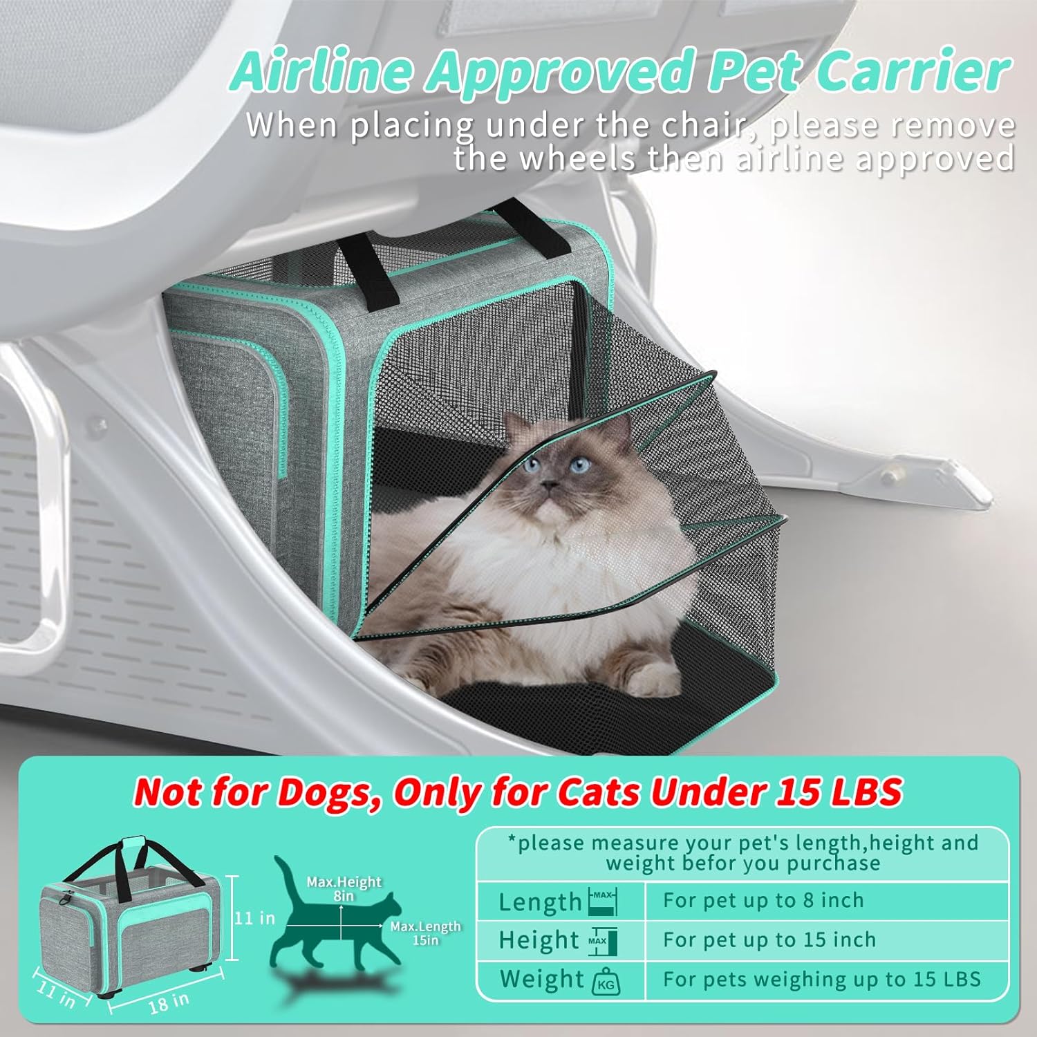 Travel Made Easy: 3-in-1 Cat Carrier with Wheels - Your Perfect Companion for Air Travel!