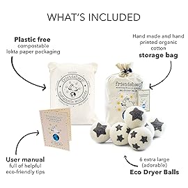 Friendsheep Wool Dryer Balls, Organic Reusable Fabric Softener Alternative for Laundry, Handmade, Fair Trade, Hypoallergenic, Eco-Friendly, Plastic-Free (6 Pack XL - Stars Galore)