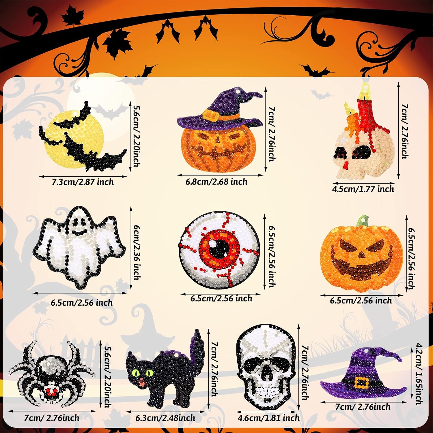Jetec 20 Pcs Halloween Diamond Painting Kits 5d DIY Diamond Painting Tags image 3