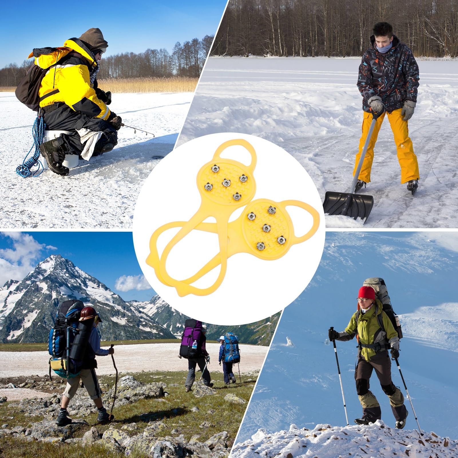 1pair Ice Grips Anti Skid 5 Studs Crampons Ice Cleats Snow Traction Cleats Crampons for Shoe and Boots for Walking on Snow and Ice (S)