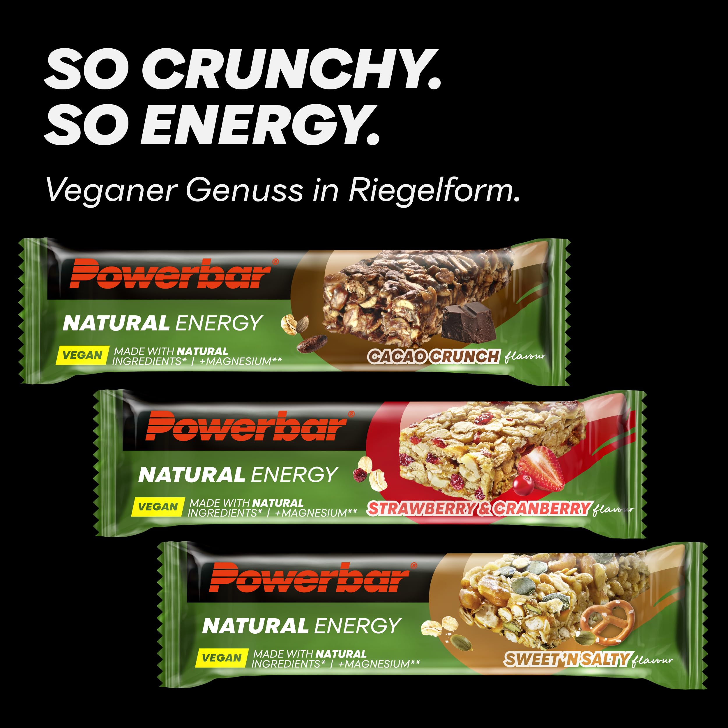 Powerbar - Natural Energy Cereal-Cacao Crunch - 18x40g - veganer Kohlenhydrat Energie Riegel - Magnesium - palmölfrei