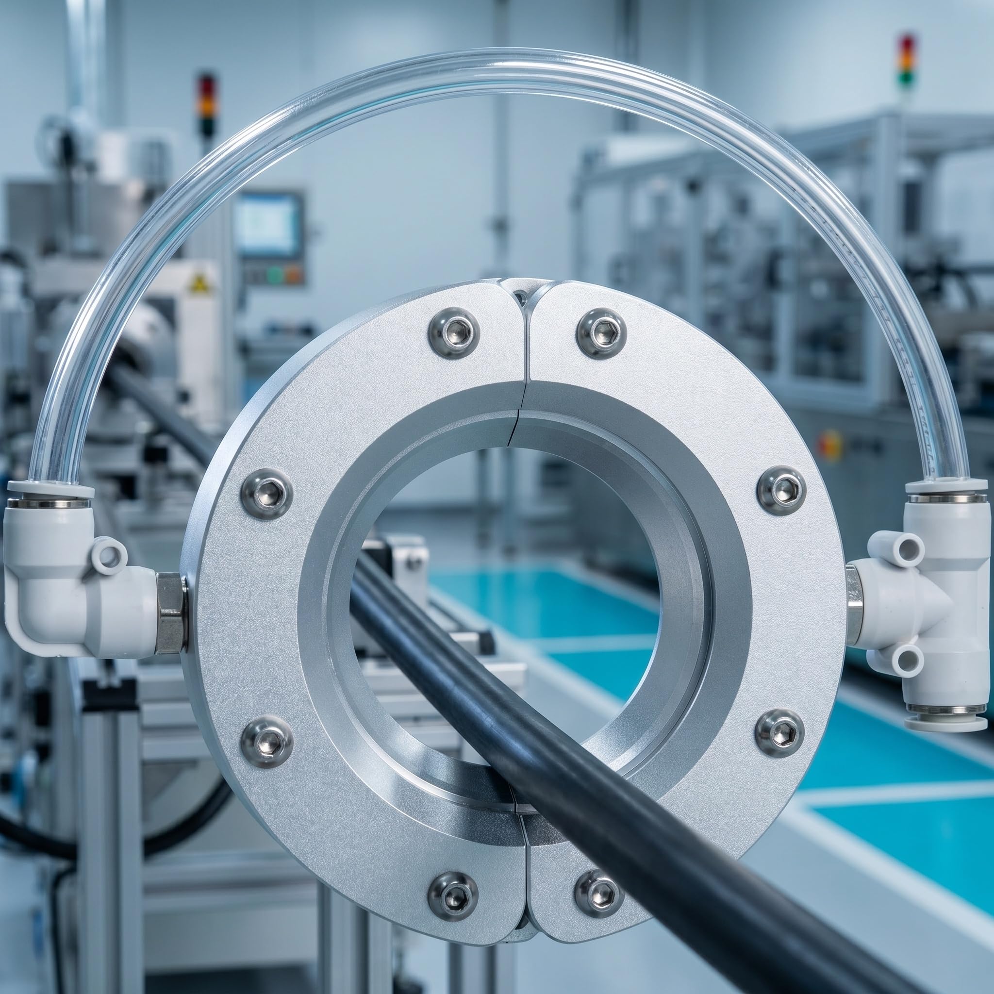 Soffiatore a lama d'aria, in lega di alluminio a 360°, 2 prese d'aria, installazione divisa, flusso d'aria uniforme per l'asciugatura di tubi e cavi, compatibile con compressori d'aria da 13 mm