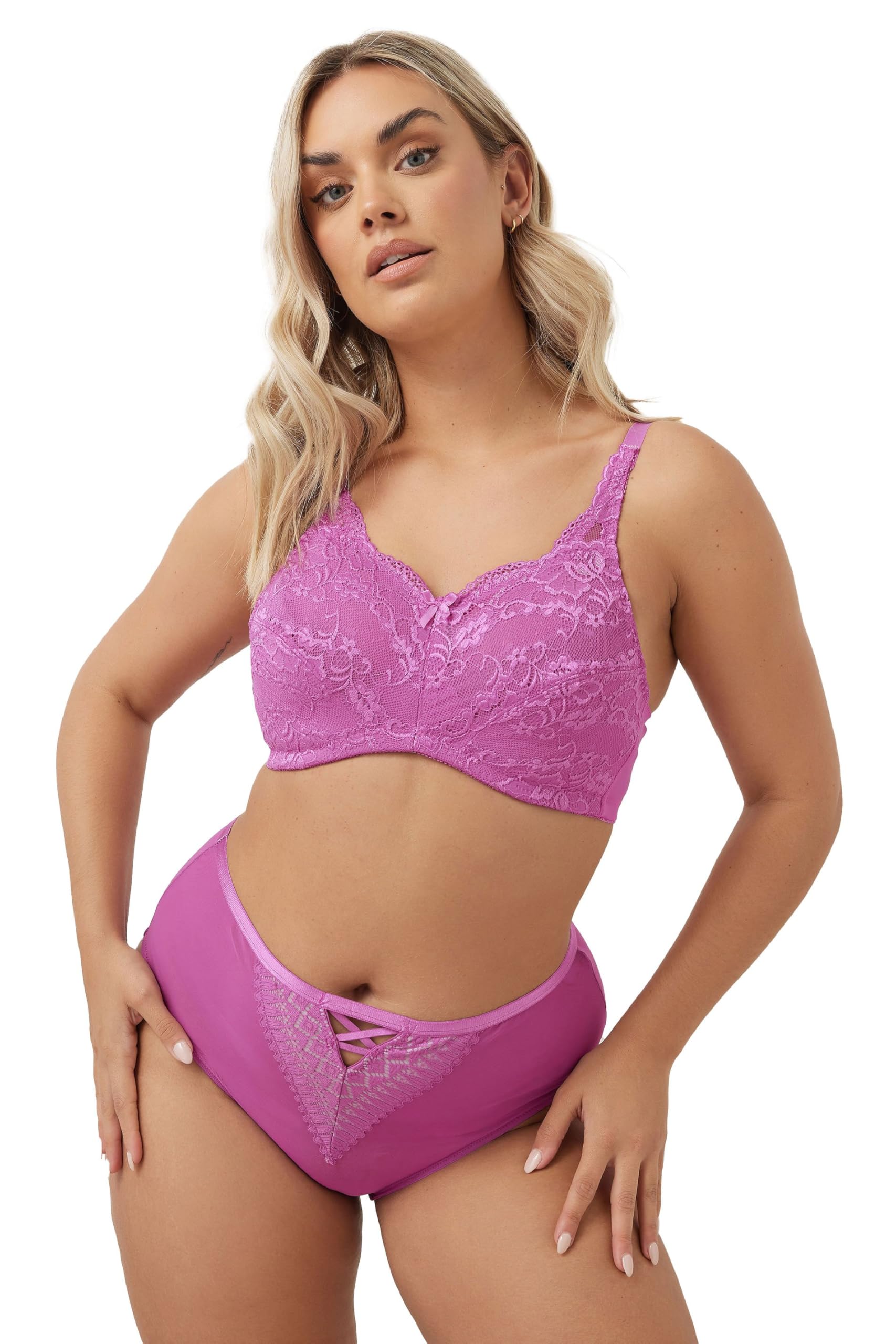 Yours Curve Lace Full Cup Bra - Women's - Plus Size Curve Pink