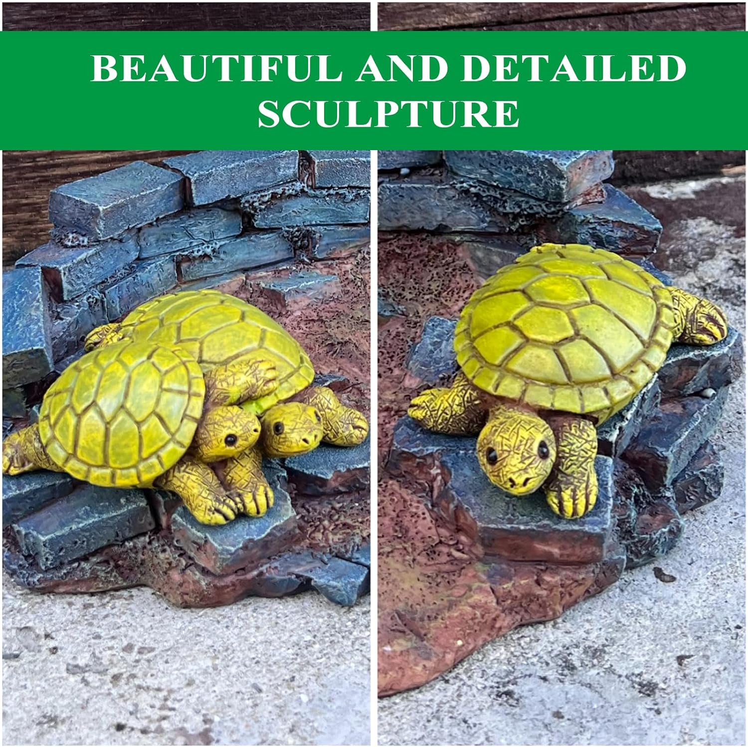 Brick Turtlle Statue Splash Block Gutter Downspout Garden Decor, Larger Gutter Downspout Splash Block Extensions Ornament Rain Concrete Resin Tortoise Diverter Accessory, Outdoor Decor Gift (13.8In)