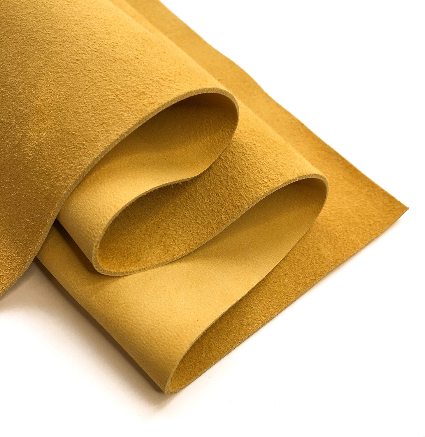 Genuine Yellow Suede Hide: Real Leather Sheet for Crafts Tanned Leather Suede Fabric (Mineral Yellow, 12x12In/ 30x30cm)