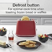 Vista 4 de Proctor Silex Plastic 2 Slice Toaster, Bagel, Defrost & Cancel Buttons, Browning Control With 7 Shades, Auto Shutoff, Slide-Out Crumb Tray, Red