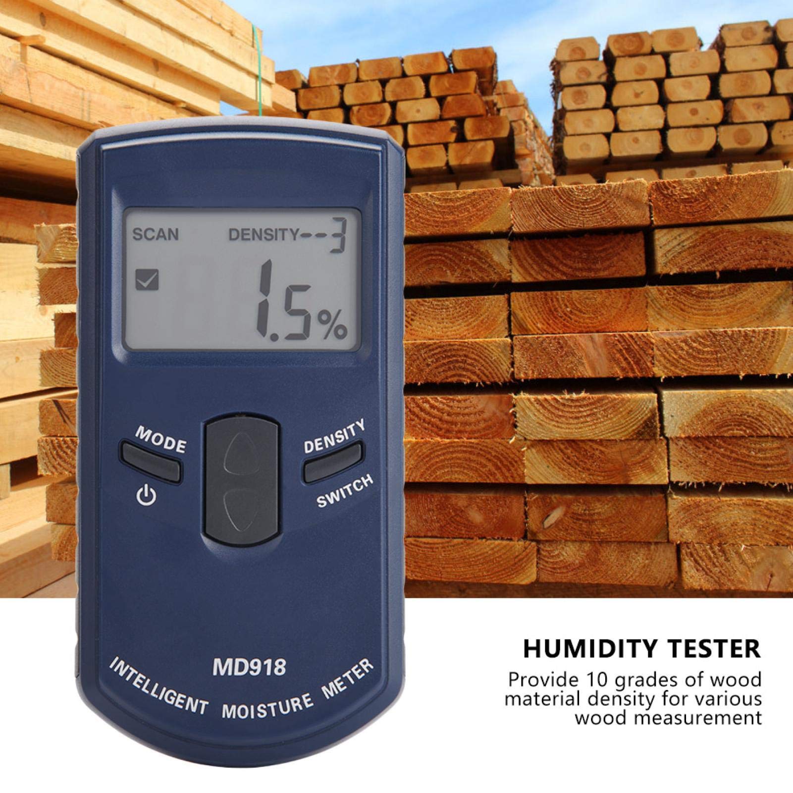 Wood Moisture Meter, Md918 Digital Lcd Inductive Wood Moisture Detector Timber Humidity Tester 4%~80% Rh - Image 3