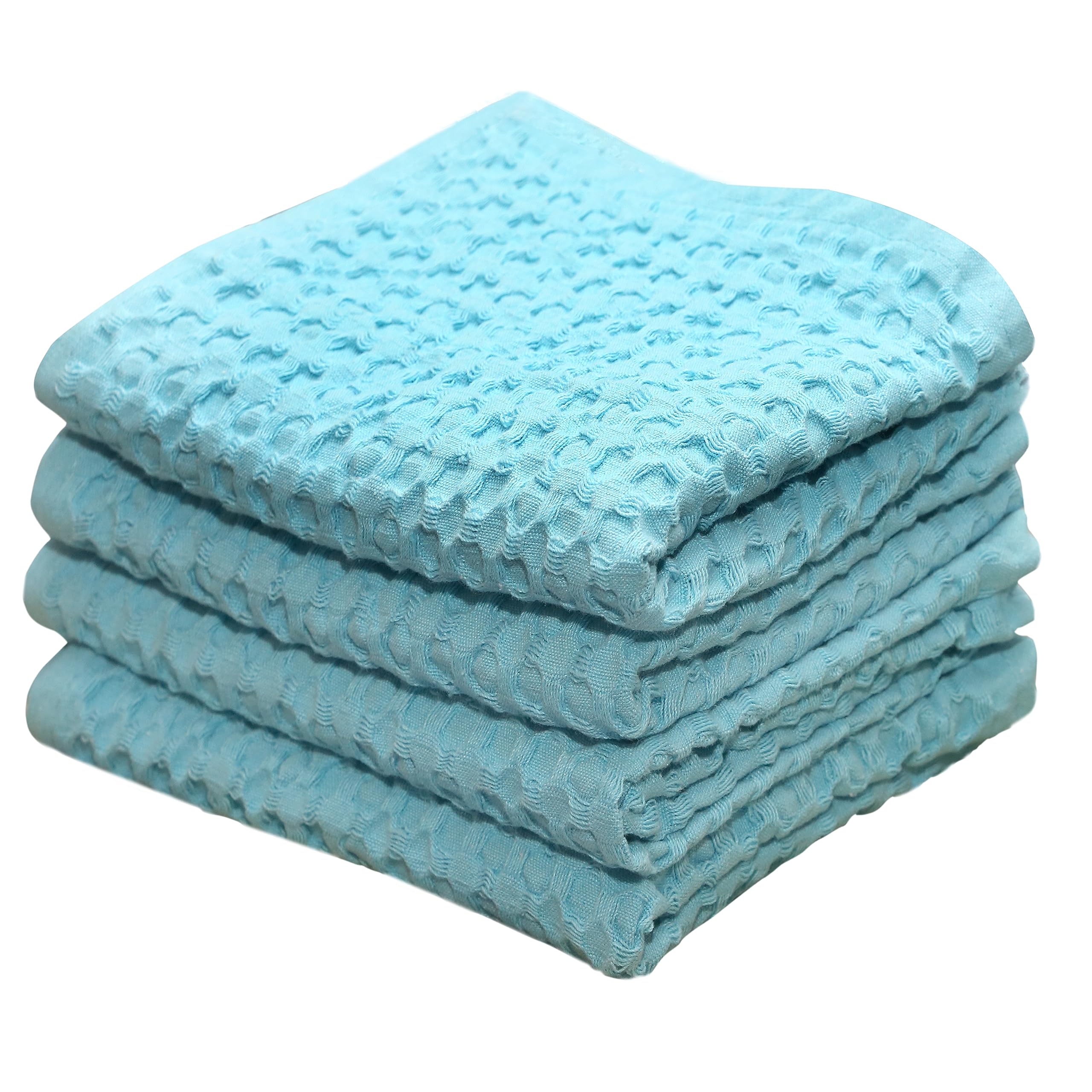 WHITEWRAP Big Waffle Kitchen Towels | 15"x25" | 6 Pack (Light Blue)