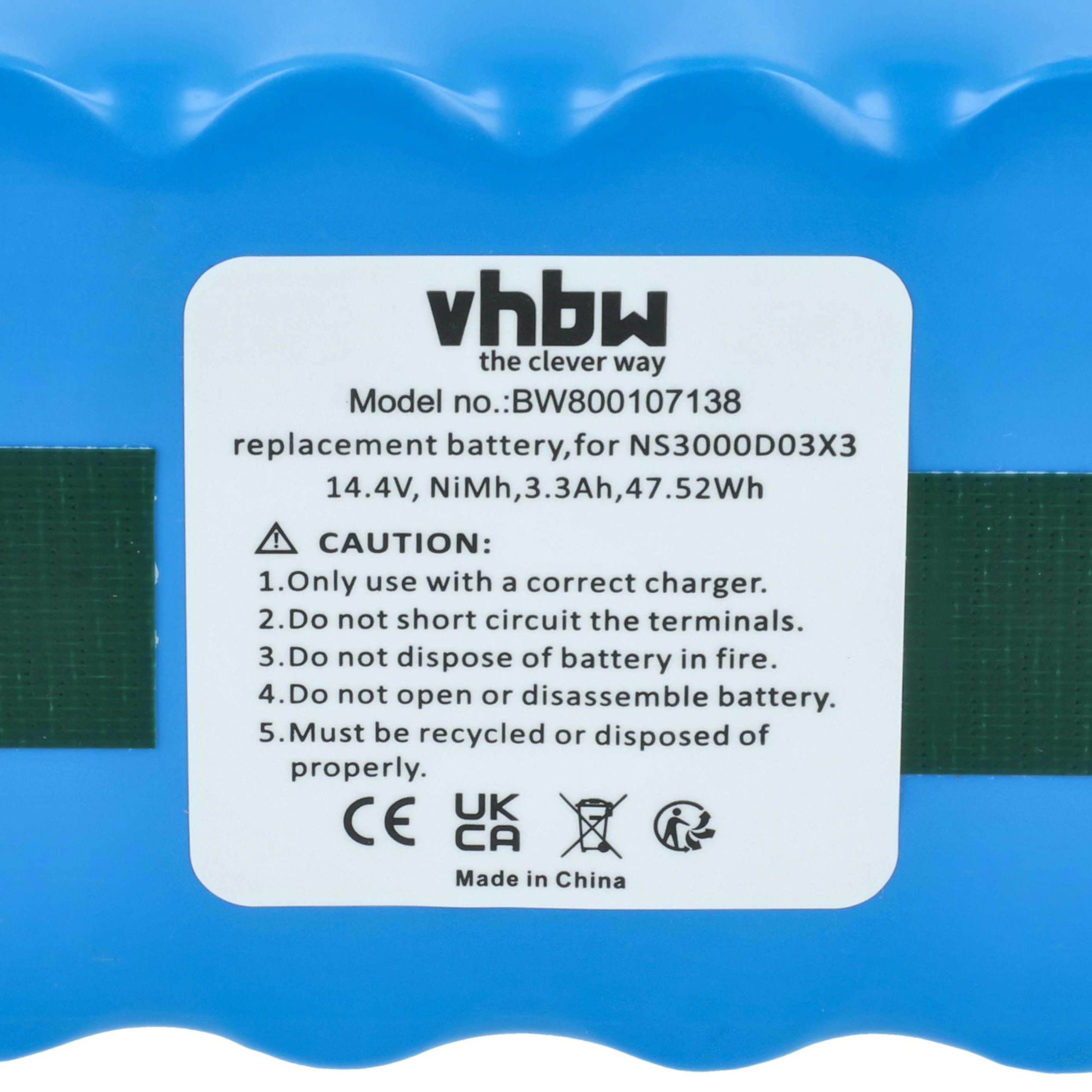 vhbw NiMH accu 3300 mAh (14,4 V) voor robotstofzuiger Home Cleaner