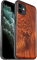 Vista 1 de Carveit Funda de madera para iPhone 11 [madera real dura y TPU suave negro] a prueba de golpes, protector único de madera para teléfono compatible