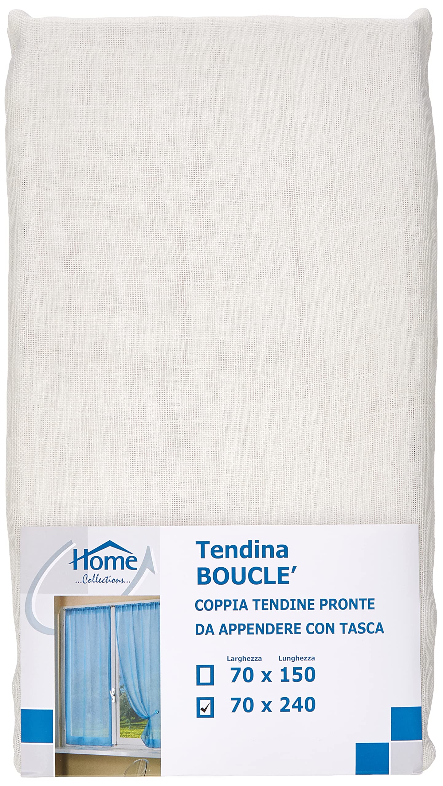 Home Collection TCBUC116/240 Tendina Coppia Boucle, Poliestere, Naturale, 70 x 240 cm, 2 Unità