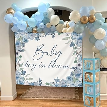 Baby in Bloom Baby Boy Shower Decorations Blue Wildflowe Backdrop Balloon | Baby in Bloom Baby Boy Shower Decorations Blue Wildflower Baby Boy in Bloom Backdrop Balloons Oh Boy Welcome Baby Shower