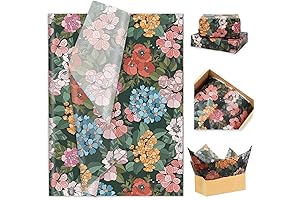 JarThenaAMCS Printed Tissue Paper, 100 Sheets Floral Vintage Gift Wrapping Paper