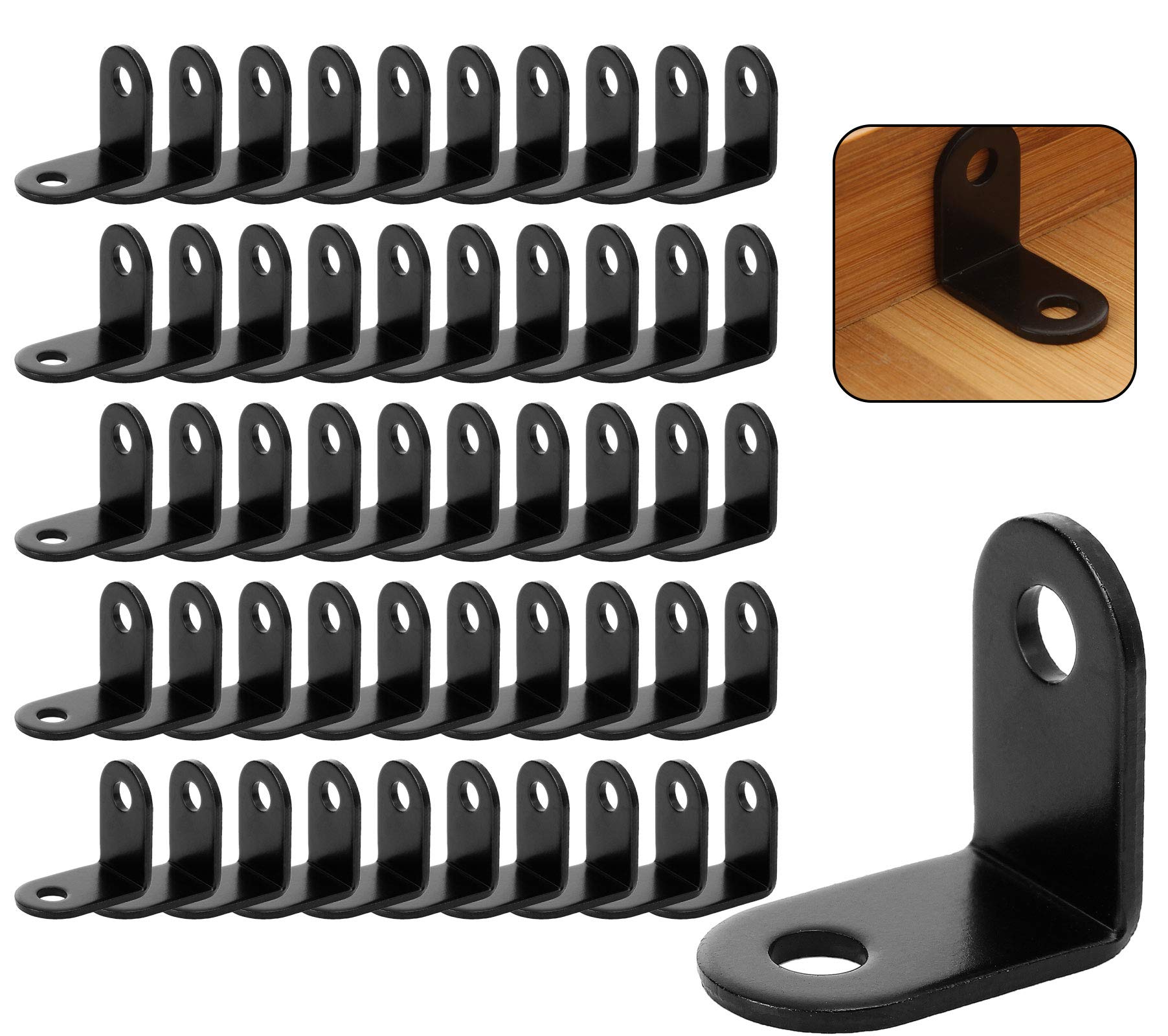 Buy 50 PCS Black Corner Brace, 1x1 Inch Heavy Duty L Shaped Bracket