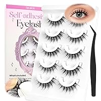 Vista 23 de CALAILIS Pestañas autoadhesivas, 5 pares de pestañas postizas a presión de aspecto natural, sin pegamento, reutilizables, pestañas postizas