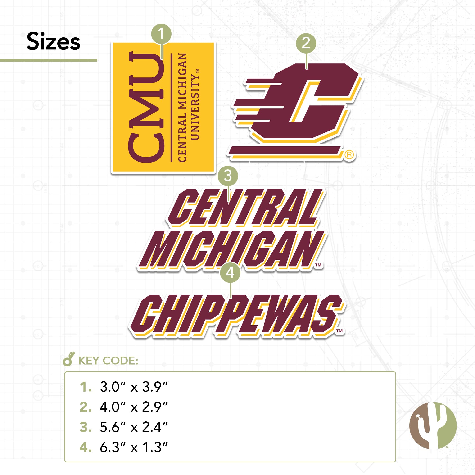Central Michigan University Full Sheet Sticker Set — 4 Vinyl Decals For Laptop, Car, Water Bottle - View #13