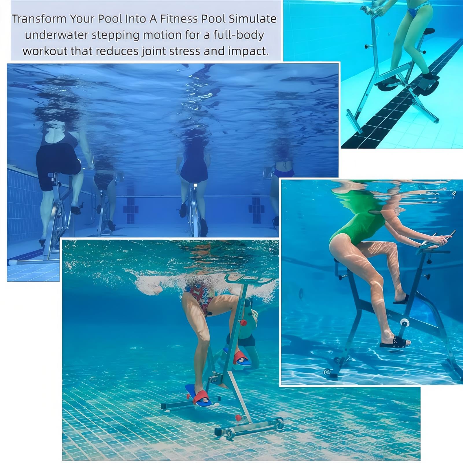 VéLo De Fitness Aquatique, VéLo d'exercice Subaquatique pour Piscine, VéLo Aquatique RéGlable en Acier Inoxydable, éQuipement De Fitness à Domicile à Faible Impact